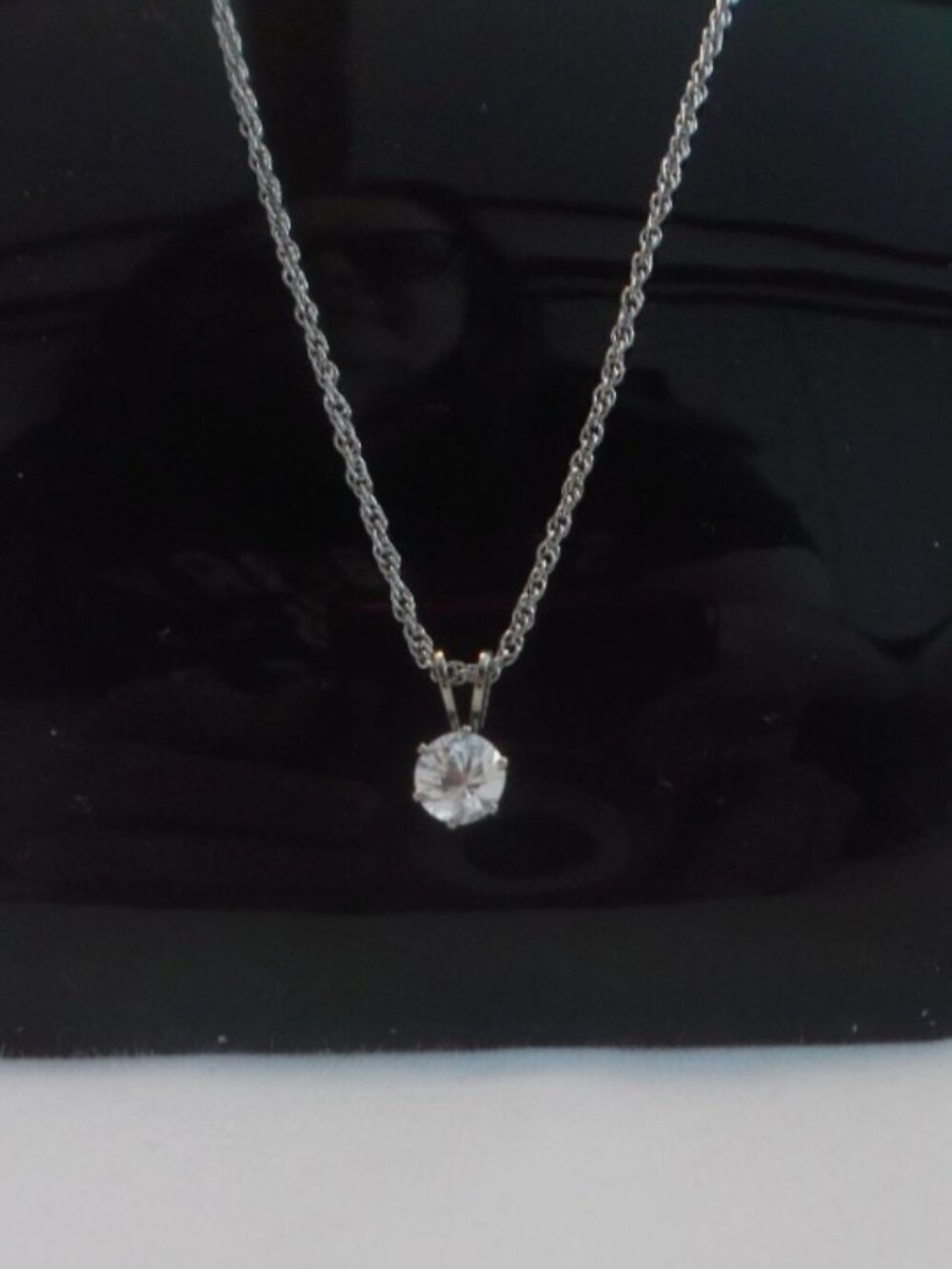 18" Very Thin Dainty Rope Chain Necklace with 10mm CZ